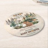 Rustic Forest Barly Wait Baby shower Bedankt Ronde Kartonnen Onderzetter (Gebogen)