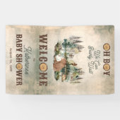 Rustic Forest Barly Wait Baby shower Welcome Spandoek (Horizontaal)