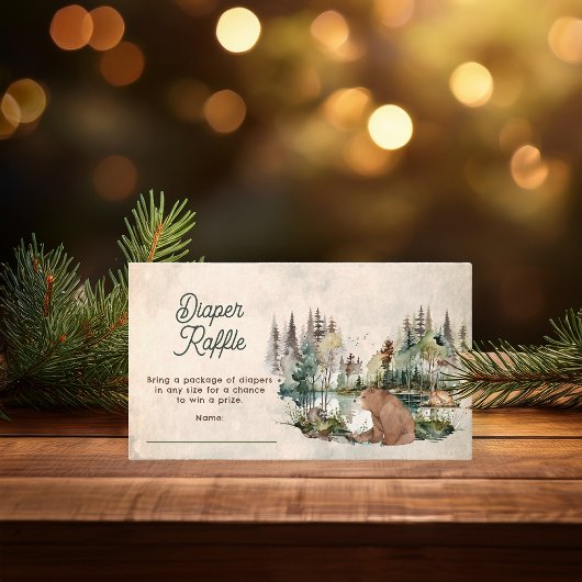 Rustic Forest Beer Baby shower Luierkrabbel Informatiekaartje