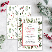 Rustic Forest Berry Pinecone kerst Uitnodiging