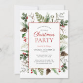 Rustic Forest Berry Pinecone kerst Uitnodiging (Voorkant)