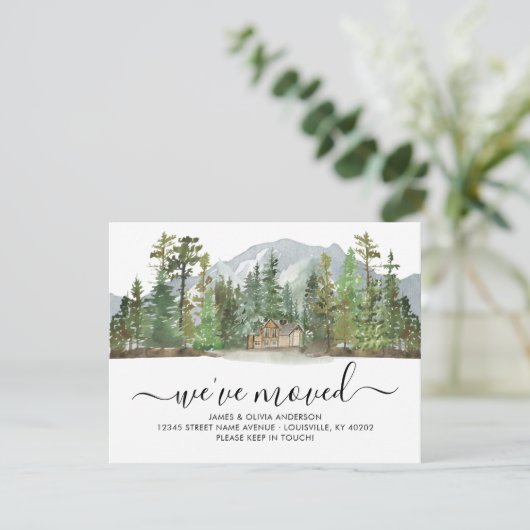 Rustic Forest Bossen We hebben New Home Moving ver Aankondiging (Staand voorkant)