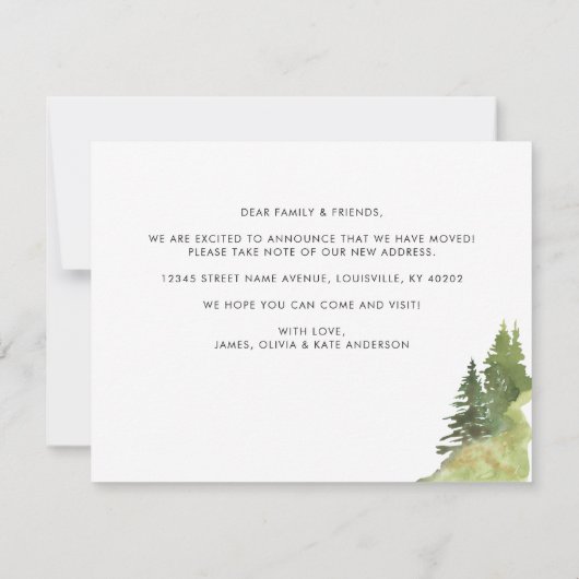 Rustic Forest Bossen We hebben New Home Moving ver Aankondiging (Achterkant)