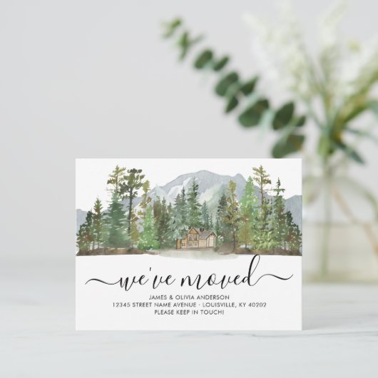 Rustic Forest Bossen We hebben New Home Moving ver Aankondigingskaart (Staand voorkant)