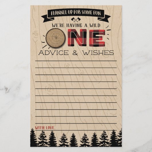 Rustic Forest Buffalo Pset Wild One Baby Advice (Voorkant)