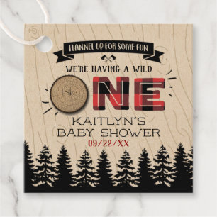 Rustic Forest Buffalo Pset Wild One Baby shower Bedankjes Labels