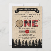 Rustic Forest Buffalo Pset Wild One Baby shower Kaart (Voorkant)