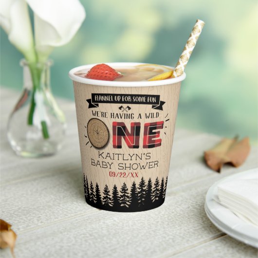 Rustic Forest Buffalo Pset Wild One Baby shower Papieren Bekers (Insitu)