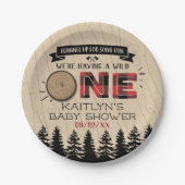 Rustic Forest Buffalo Pset Wild One Baby shower Papieren Bordje (Voorkant)