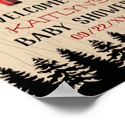 Rustic Forest Buffalo Pset Wild One Baby shower Poster (Hoek)