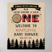 Rustic Forest Buffalo Pset Wild One Baby shower Poster (Voorkant)