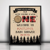 Rustic Forest Buffalo Pset Wild One Baby shower Poster