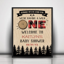 Rustic Forest Buffalo Pset Wild One Baby shower Poster