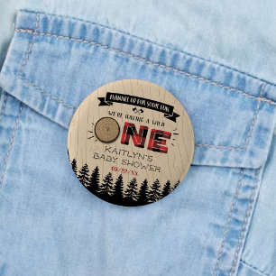 Rustic Forest Buffalo Pset Wild One Baby shower Ronde Button 5,7 Cm