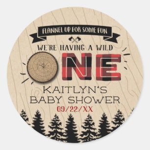 Rustic Forest Buffalo Pset Wild One Baby shower Ronde Sticker