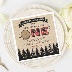 Rustic Forest Buffalo Pset Wild One Baby shower Servet