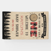 Rustic Forest Buffalo Pset Wild One Baby shower Spandoek (Horizontaal)