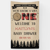 Rustic Forest Buffalo Pset Wild One Baby shower Spandoek (Verticaal)