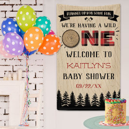 Rustic Forest Buffalo Pset Wild One Baby shower Spandoek