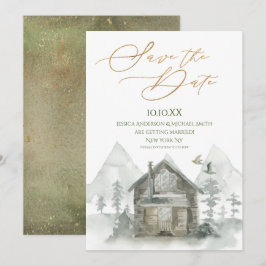 Rustic Forest Cabin Waterverf Save the Date Kaart