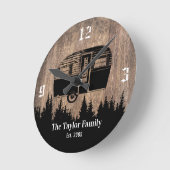 Rustic Forest Camping Trailer Happy Campers Family Ronde Klok (Hoek)