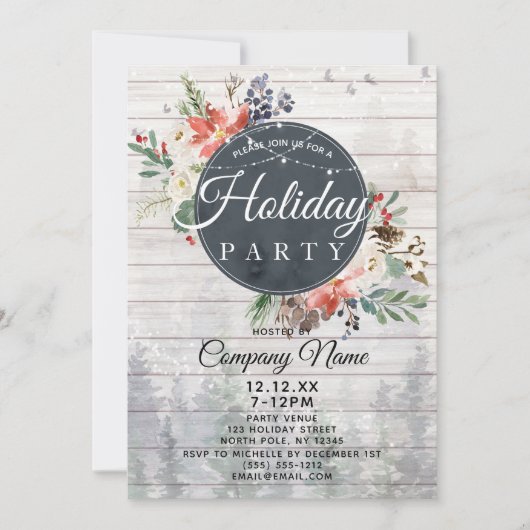 Rustic Forest Corporate Holiday Kerstfeest Kaart (Voorkant)