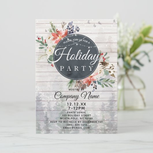 Rustic Forest Corporate Holiday Kerstfeest Kaart (Staand voorkant)