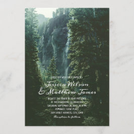 Rustic Forest Country Mountain Waterfall Wedding Kaart