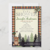 Rustic Forest Country Plaid Baby shower Beer Kaart (Voorkant)