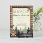 Rustic Forest Country Plaid Baby shower Beer Kaart (Staand voorkant)