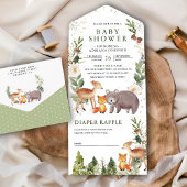 Rustic Forest Cute Animals Baby shower All In One Uitnodiging