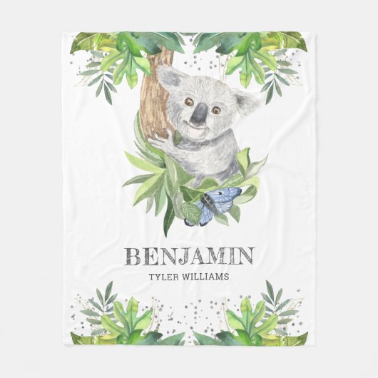 Rustic Forest Cute Little Koala Beer Fleece Deken (Voorkant)