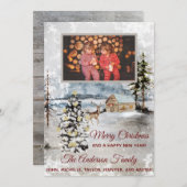 Rustic Forest Deer Cabin Kaart voor kerstmis foto' (Voorkant / Achterkant)