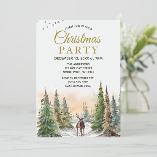 Rustic Forest Deer Kerstfeest Kaart (Staand voorkant)