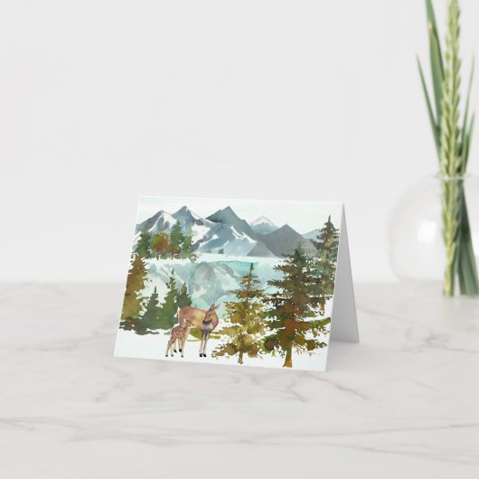 Rustic Forest Deers Dank je wel kaart (Voorkant)