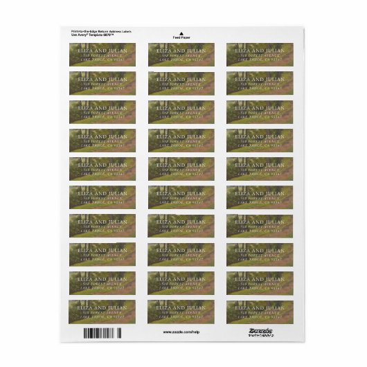 Rustic Forest Elegant Wedding Etiket (Full Sheet)