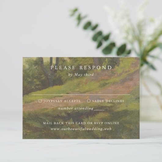 Rustic Forest Elegant Wedding RSVP Kaartje (Staand voorkant)