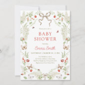 Rustic Forest Floral Bow Neutral Baby Shower Kaart (Voorkant)