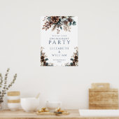 Rustic Forest Floral Engagement Party Welkomstbord Poster (Keuken)