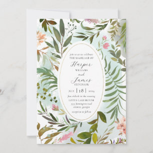 Rustic Forest Floral Greenery Wedding Invitation Kaart