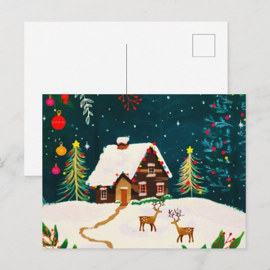 Rustic Forest Foliage Autumn Winter Berries Aankondigingskaart (Voorkant / Achterkant)