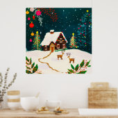 Rustic Forest Foliage Autumn Winter Berries Poster (Keuken)