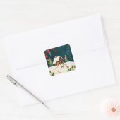 Rustic Forest Foliage Autumn Winter Berries Vierkante Sticker (Envelop)