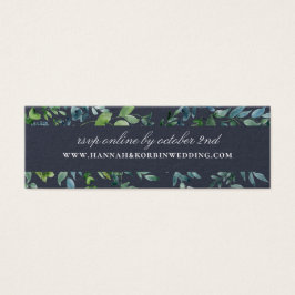 Rustic Forest Foliage Navy Wedding Website RSVP Mini Visitekaartjes