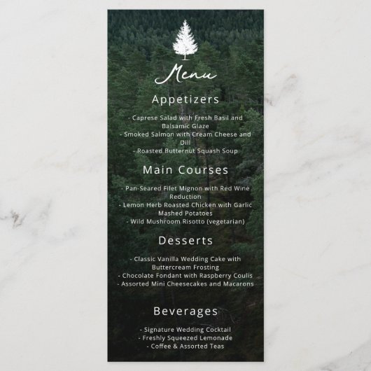 Rustic Forest Foto voor Tree Silhouette Wedding Menu (Voorkant)