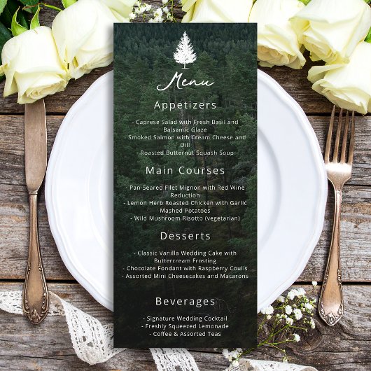 Rustic Forest Foto voor Tree Silhouette Wedding Menu