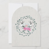 Rustic Forest Garland Antler Barn Wood Wedding Kaart (Achterkant)