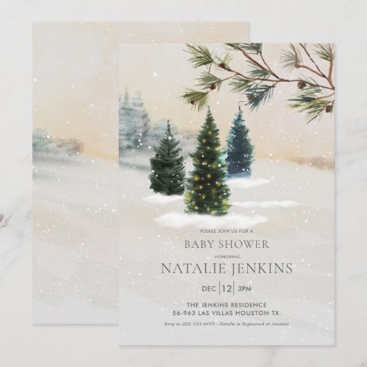 Rustic Forest genderneutraal Baby shower Kaart (Voorkant / Achterkant)