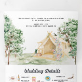 Rustic Forest Glamping bruiloft drievoudige uitnod Drieluik Uitnodiging (Binnenzijde eerst)