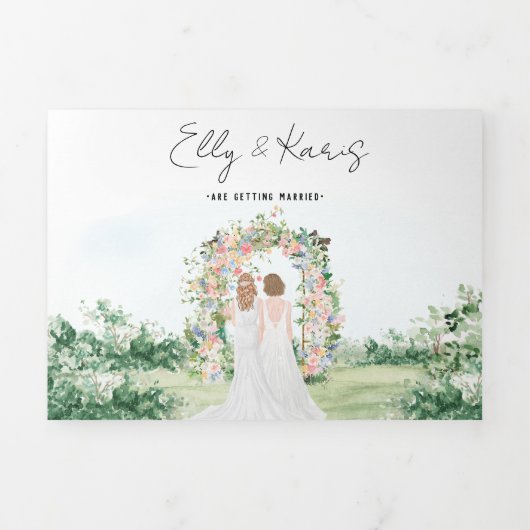 Rustic Forest Glamping Wedding Tri-Fold Invitation Drieluik Uitnodiging (Cover)